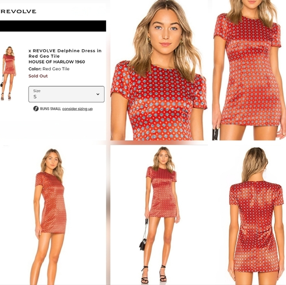 House of Harlow 1960 x Revolve Satin Red Geo Tile Delphine Mini Dress - Picture 13 of 16